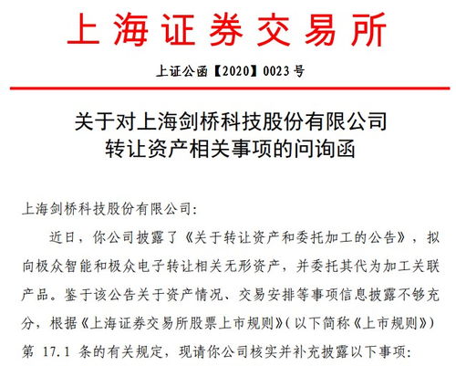 劍橋科技轉讓資產引監管問詢 賬面為零評估卻值2560萬，技術開發背后是否暗藏關聯？